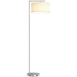 Homcom Floor Lamp, Modern Standing Lamp With Linen Lampshade, Silver Tone - thumbnail 2