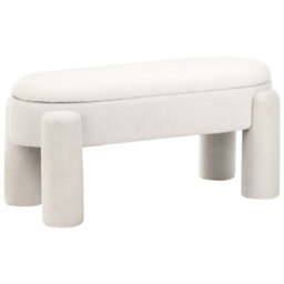 Beliani Upholstered Storage Bench Oakley Boucle Off-White - thumbnail 4