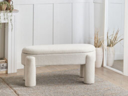 Beliani Upholstered Storage Bench Oakley Boucle Off-White - thumbnail 2
