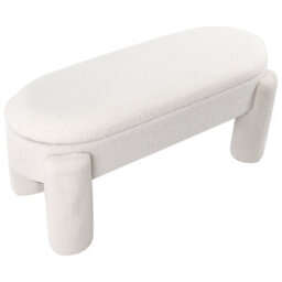 Beliani Upholstered Storage Bench Oakley Boucle Off-White - thumbnail 6
