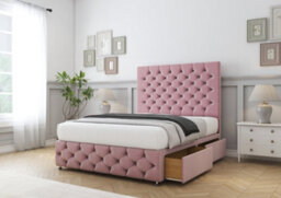 "Comfort Florida Black Plush Divan Bed Base 2 Drawers Right Side - 26"" Strutted  & 12"" Footboard 6' Super King" - thumbnail 5