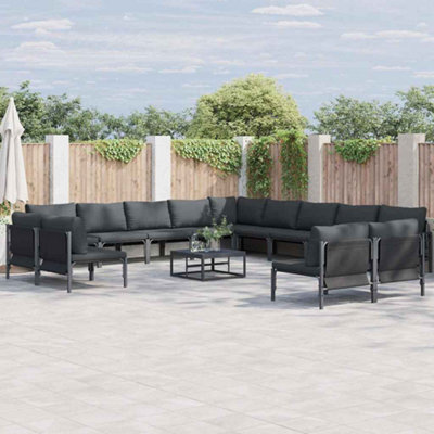 Berkfield Garden Sofa Set 14 Pcs Anthracite Steel - image 1