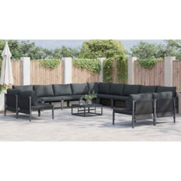 Berkfield Garden Sofa Set 14 Pcs Anthracite Steel - thumbnail 6