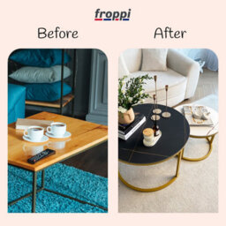 Froppi™ Coffee Table Set Of 2 Marble Nesting Tables Black D70 H45 Cm And White D50 H38 Cm Sintered Stone - thumbnail 8
