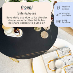 Froppi™ Coffee Table Set Of 2 Marble Nesting Tables Black D70 H45 Cm And White D50 H38 Cm Sintered Stone - thumbnail 4