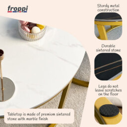 Froppi™ Coffee Table Set Of 2 Marble Nesting Tables Black D70 H45 Cm And White D50 H38 Cm Sintered Stone - thumbnail 5