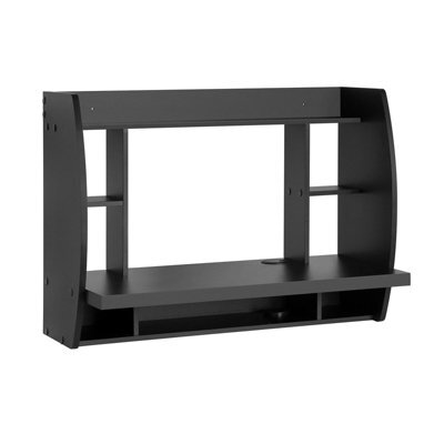 Sobuy Fwt18-Sch, Wall-Mounted Table Desk With Storage Shelves, Black,w82Xd39Xh60 - image 1