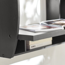 Sobuy Fwt18-Sch, Wall-Mounted Table Desk With Storage Shelves, Black,w82Xd39Xh60 - thumbnail 8