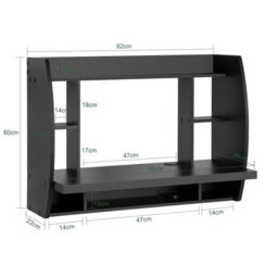 Sobuy Fwt18-Sch, Wall-Mounted Table Desk With Storage Shelves, Black,w82Xd39Xh60 - thumbnail 3