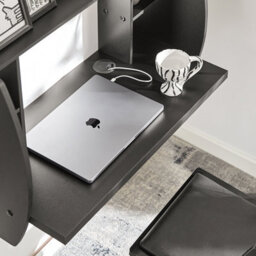 Sobuy Fwt18-Sch, Wall-Mounted Table Desk With Storage Shelves, Black,w82Xd39Xh60 - thumbnail 5