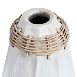 Beliani White Terracotta Vase With Rattan Neck, 17 X 17 X 30 Cm, Handmade Decorative Vase - thumbnail 5