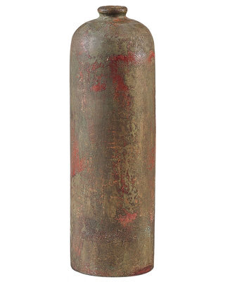 Beliani Aurelia Handcrafted Terracotta Vase Green Copper Patina Matt Finish Bottle Shape Accent - 13 X 13 X 41Cm - image 1