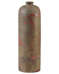 Beliani Aurelia Handcrafted Terracotta Vase Green Copper Patina Matt Finish Bottle Shape Accent - 13 X 13 X 41Cm - thumbnail 1