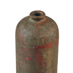 Beliani Aurelia Handcrafted Terracotta Vase Green Copper Patina Matt Finish Bottle Shape Accent - 13 X 13 X 41Cm - thumbnail 3
