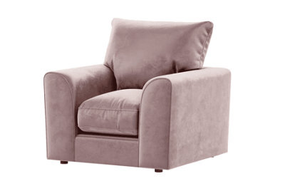 Sofaselectionuk Ltd Plush Velvet Armchair In Pink Colour With Comfortable Seating - image 1