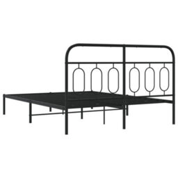 Berkfield Metal Bed Frame Without Mattress With Headboard Black 135X190Cm - thumbnail 6