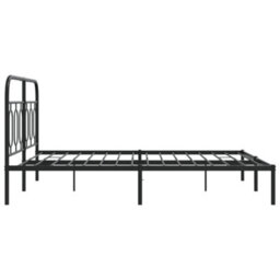Berkfield Metal Bed Frame Without Mattress With Headboard Black 135X190Cm - thumbnail 5