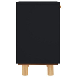 Berkfield Bedside Cabinets 2 Pcs Black Solid Wood Pine And Natural Rattan - thumbnail 7