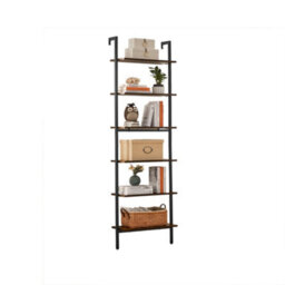 Ledrem 6-Tier Tall Slim Bookcase, Wall-Mounted Narrow Shelving Unit, Living Room Storage, 60 X 30 X 204.8 Cm, Rustic Brown - thumbnail 2