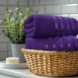 Casabella Bath Sheets 2 Pack Jumbo Bathsheet 90X180 Cm 100% Cotton Towels Quick Dry Super Soft Highly Absorbent Purple - thumbnail 4
