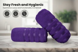Casabella Bath Sheets 2 Pack Jumbo Bathsheet 90X180 Cm 100% Cotton Towels Quick Dry Super Soft Highly Absorbent Purple - thumbnail 3