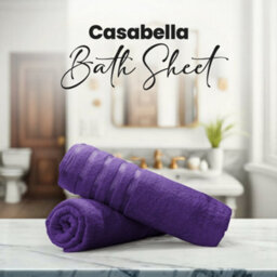 Casabella Bath Sheets 2 Pack Jumbo Bathsheet 90X180 Cm 100% Cotton Towels Quick Dry Super Soft Highly Absorbent Purple - thumbnail 6