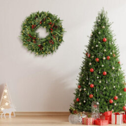 Amorly Christmas Wreath Pre-Lit 15.74 Inch With Light & Pine Cone,  Wreath For Christmas Decoration Door Windows Wall - thumbnail 4