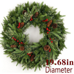 Amorly Christmas Wreath Pre-Lit 15.74 Inch With Light & Pine Cone,  Wreath For Christmas Decoration Door Windows Wall - thumbnail 6