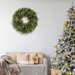 Amorly Christmas Wreath Pre-Lit 15.74 Inch With Light & Pine Cone,  Wreath For Christmas Decoration Door Windows Wall - thumbnail 5