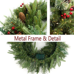 Amorly Christmas Wreath Pre-Lit 15.74 Inch With Light & Pine Cone,  Wreath For Christmas Decoration Door Windows Wall - thumbnail 2