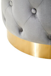 Premier Housewares Interiors By Premier Grey Velvet Stool With Matte Gold Finish Metal Base, Supportive & Easy Assemble Velvet Stool - thumbnail 4
