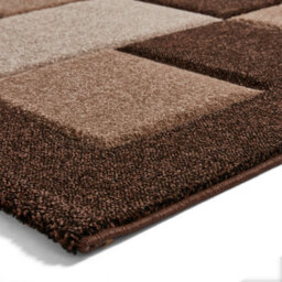 Brown Beige Bordered Chequered Geometric Modern Easy To Clean Rug For Living Room, Bedroom And Dining Room-80Cm X 150Cm - thumbnail 6