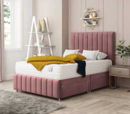 "Bed Choices Moscow Bed Set No Drawer With Mattress & 26"" Headboard -Single (Pink)"