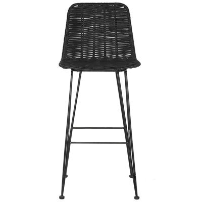 Beliani Set Of 2 Black Rattan Bar Chairs, Tall Bar Height - image 1