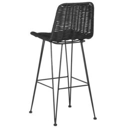 Beliani Set Of 2 Black Rattan Bar Chairs, Tall Bar Height - thumbnail 5
