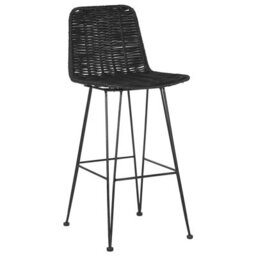 Beliani Set Of 2 Black Rattan Bar Chairs, Tall Bar Height - thumbnail 4