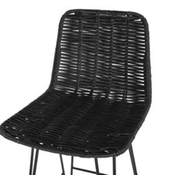 Beliani Set Of 2 Black Rattan Bar Chairs, Tall Bar Height - thumbnail 6