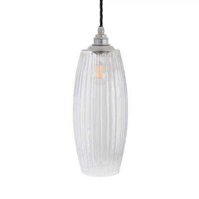 Henley Curve Fluted Glass Pendant Light - Nickel - Se Home - image 1