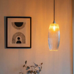 Henley Curve Fluted Glass Pendant Light - Nickel - Se Home - thumbnail 3