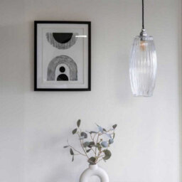 Henley Curve Fluted Glass Pendant Light - Nickel - Se Home - thumbnail 2