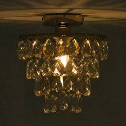 Living And Home E27 Modern Chrome Round Crystal Ceiling Light With Layered Pendant Design, 60W - thumbnail 3
