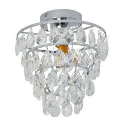 Living And Home E27 Modern Chrome Round Crystal Ceiling Light With Layered Pendant Design, 60W - thumbnail 2
