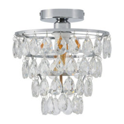 Living And Home E27 Modern Chrome Round Crystal Ceiling Light With Layered Pendant Design, 60W - thumbnail 1