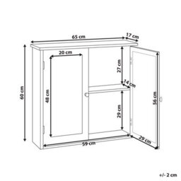 Wyld and Coco Nordiclight Wall-Mounted Bathroom Mirror Cabinet White Mdf With Natural Wood Top 17 X 60 Cm - thumbnail 4