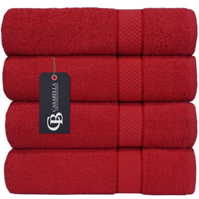 Casabella Towels Luxury 4 Pack Bath Sheets 100% Cotton Super Soft Quick Dry Highly Absorbent Bathroom Towels Red - image 1