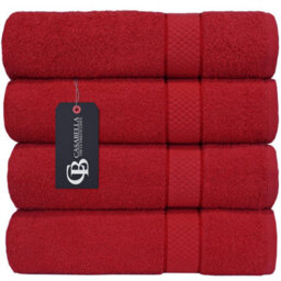Casabella Towels Luxury 4 Pack Bath Sheets 100% Cotton Super Soft Quick Dry Highly Absorbent Bathroom Towels Red