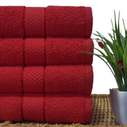 Casabella Towels Luxury 4 Pack Bath Sheets 100% Cotton Super Soft Quick Dry Highly Absorbent Bathroom Towels Red - thumbnail 4