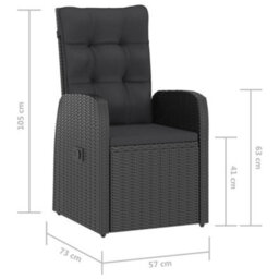 Berkfield 9 Piece Garden Dining Set With Cushions Black Poly Rattan - thumbnail 5