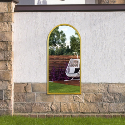 "Mirroroutlet Arcus - Gold Metal Framed Arched Garden Wall Mirror 47"" X 23.5"" (120Cm X 60Cm)" - image 1