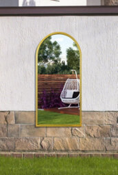 "Mirroroutlet Arcus - Gold Metal Framed Arched Garden Wall Mirror 47"" X 23.5"" (120Cm X 60Cm)" - thumbnail 2
